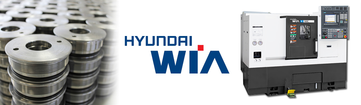 Image of Hyundai Wia lathe and some completed parts t.